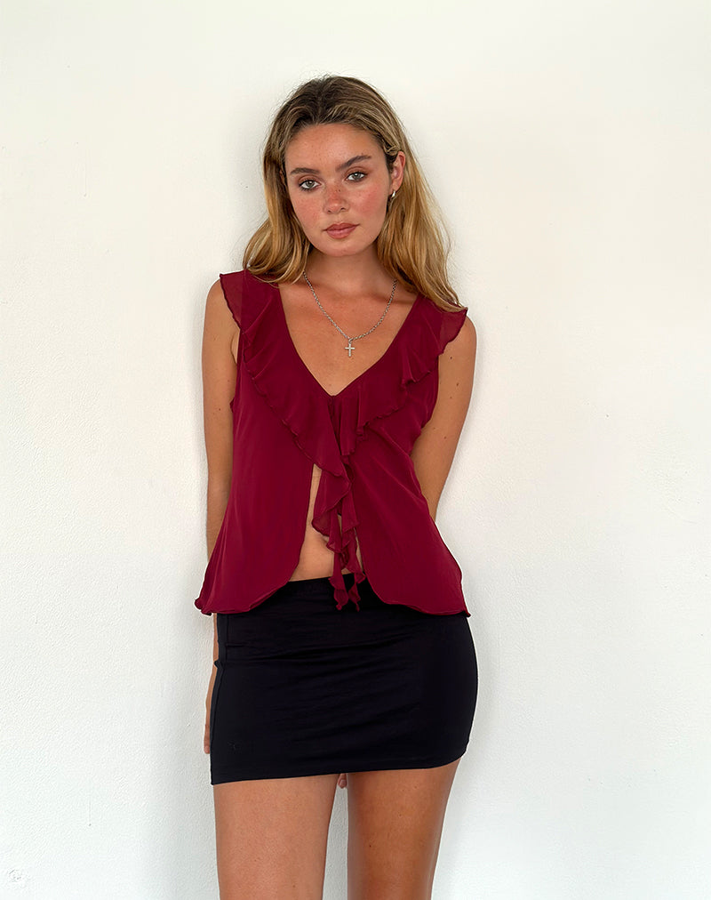 Leviosa Butterfly Top in Deep Burgundy