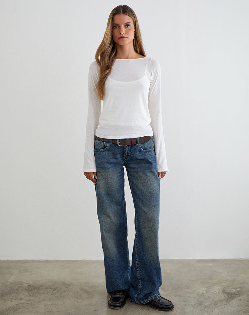 Image of Levon Long Sleeve Top in Jersey Off White