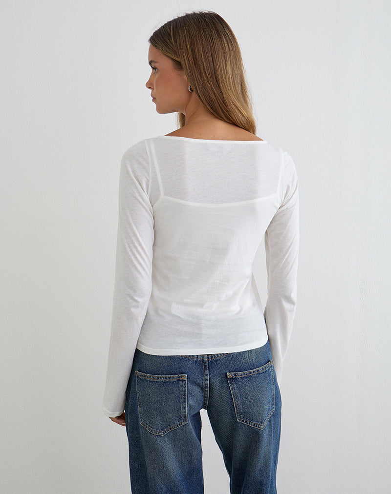 Image of Levon Long Sleeve Top in Jersey Off White