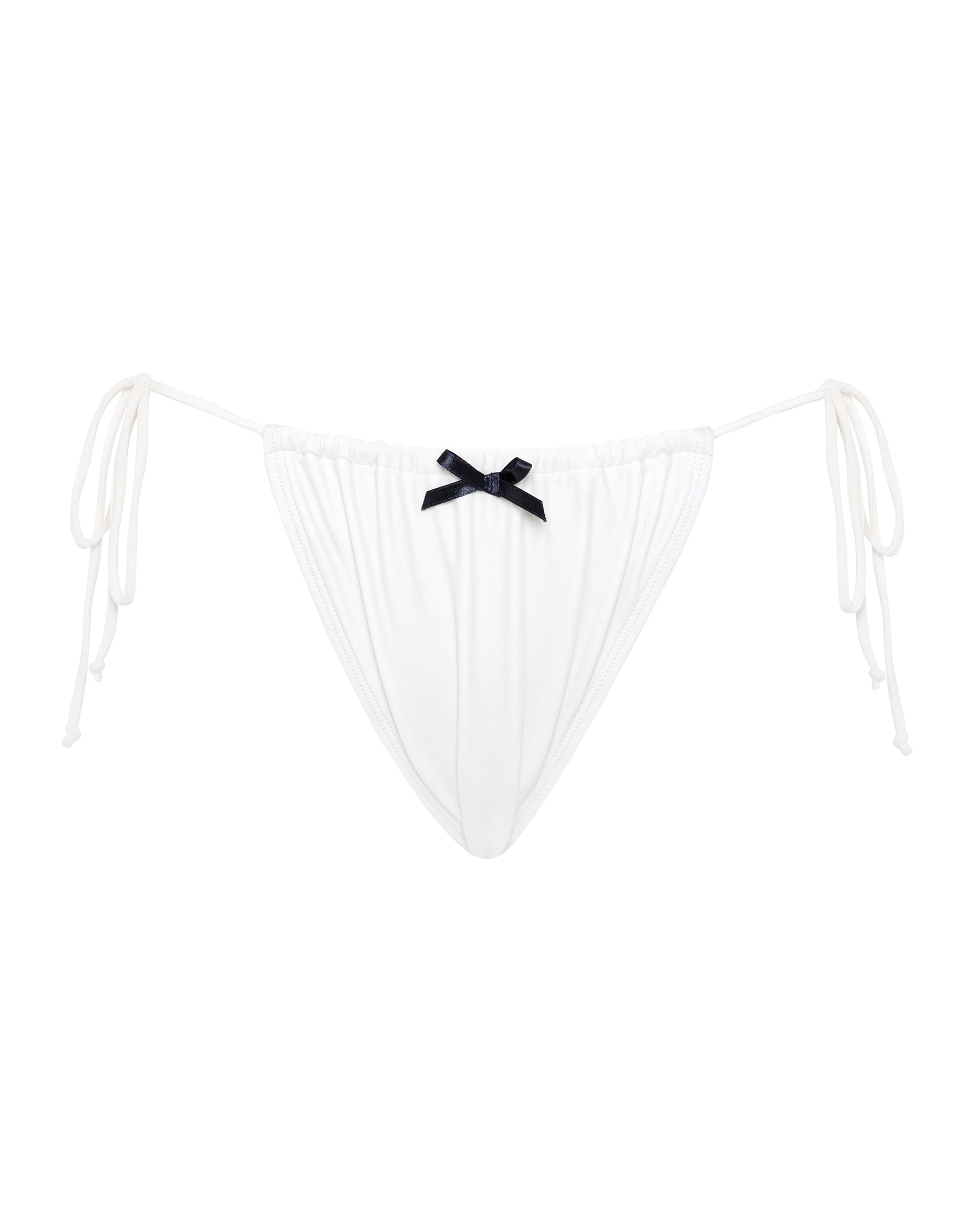 Image of Leyna Bikini Bottom in Ivory with Black Bow