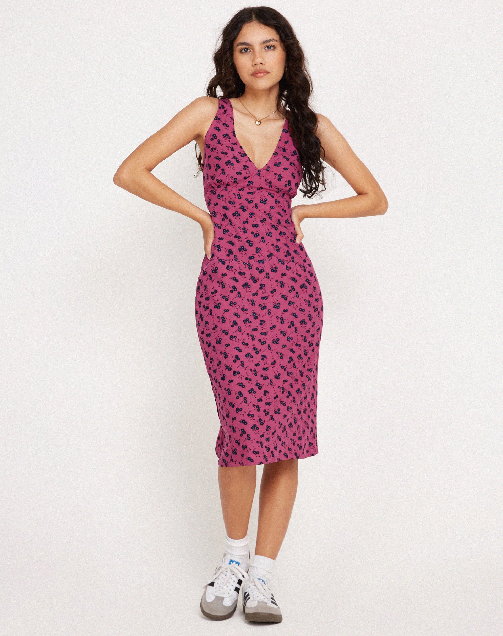 Image of Lieva Midi Dress in Raspberry Floral