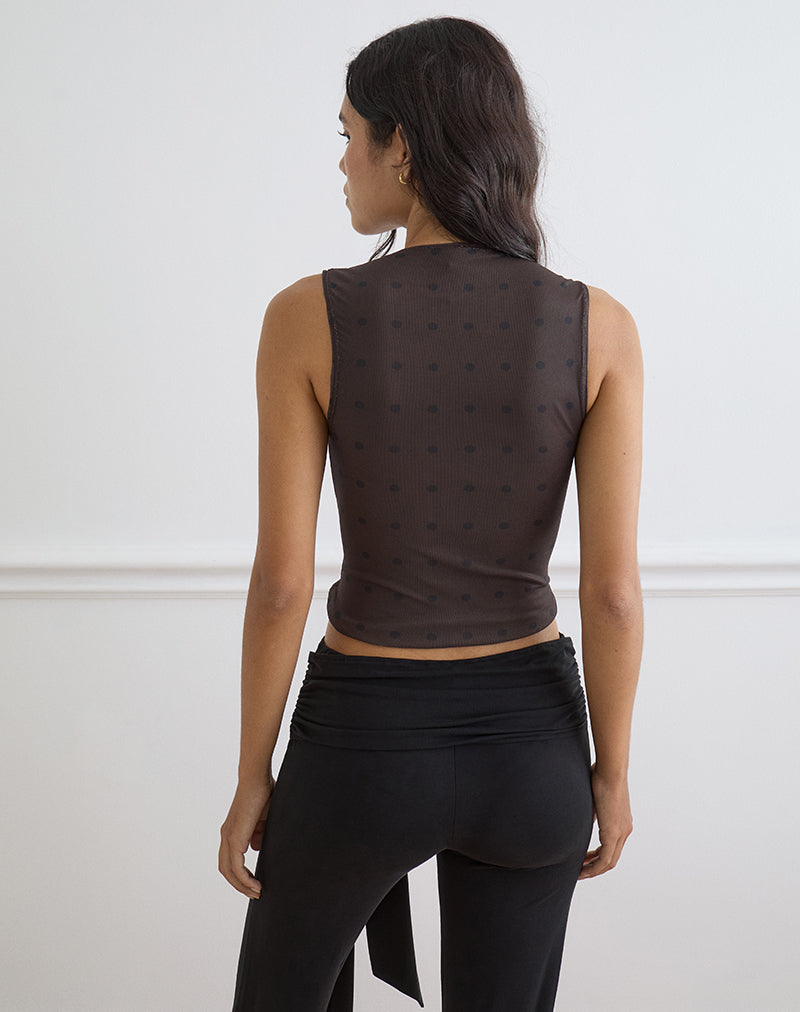 Image of Lihat Top in Mesh Rustic Polka Brown