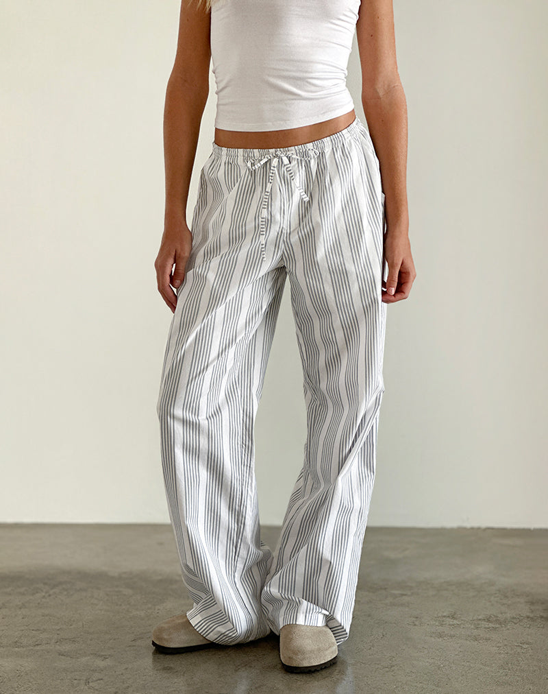 Lirura Trouser in Vertical Grey Stripe
