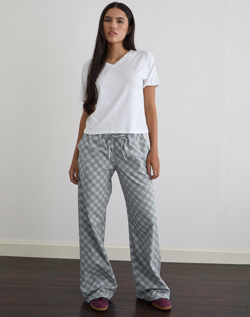 Image of Lirura Trouser in Poplin Oblique Check Grey