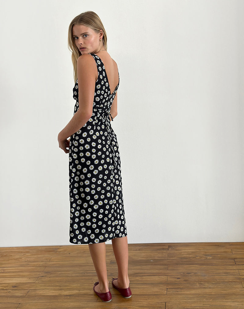 Image of Lisheva Midi Dress in Grunge Daisy Black