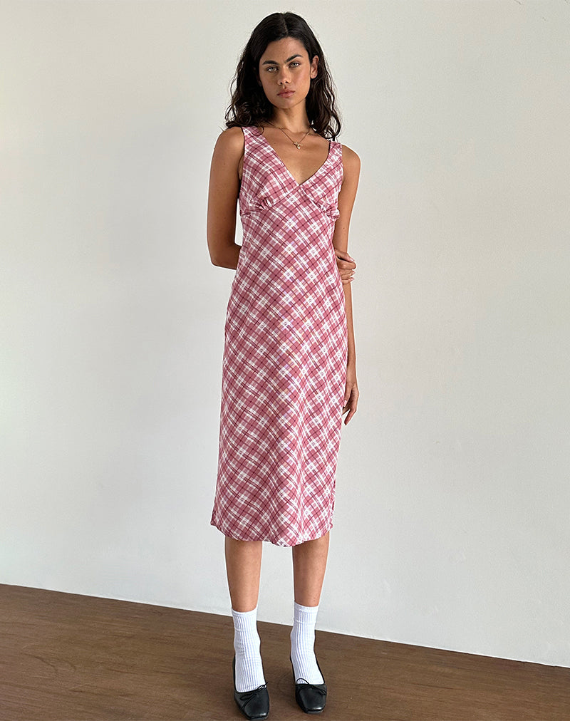 Image of Liva Midi Dress in Pink Tartan