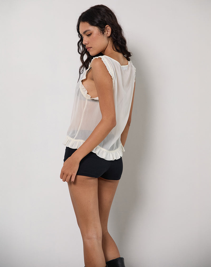 Image of Loire Frill Unlined Top in Ivory