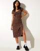 Image of Lona Midi Dress in Flower Garden Brown