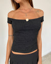 Lonnie Bardot Top in Rose Lace Black