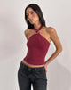 Image of Lorie Halter Top in Cupro Dark Red