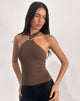 Image of Lorie Halter Top in Cupro Bitter Chocolate