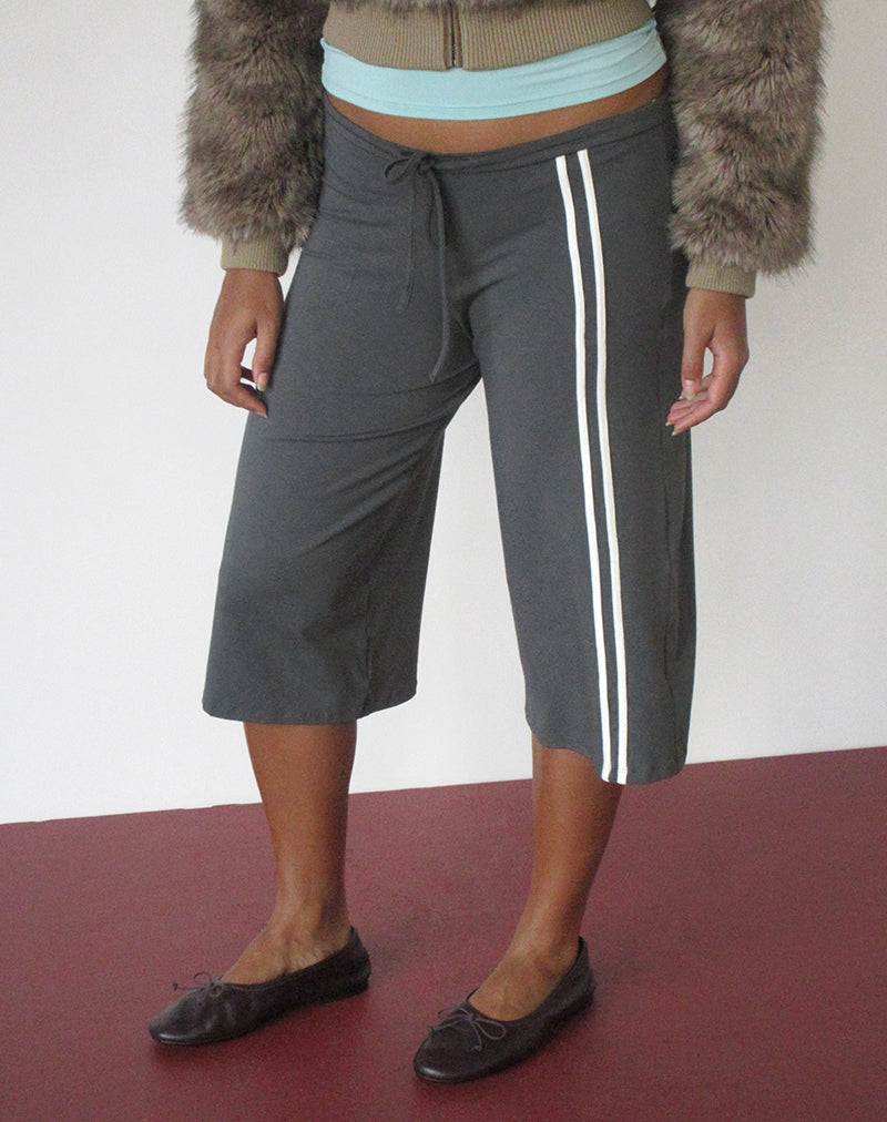 Image of Mino Capri Trouser in Charcoal Grey with Off White Binding