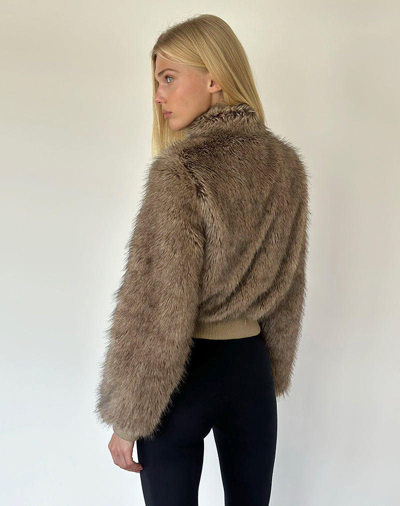 Image of Lovaro Jacket in Faux Fur Brown