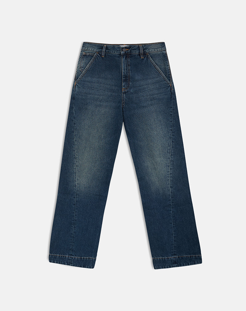 Image of Low Rise Cinch Twisted Seam Jean in Dirty Green