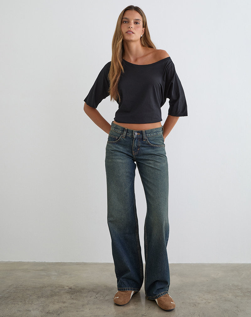 Image of Low Rise Parallel Jeans in Dirty Green