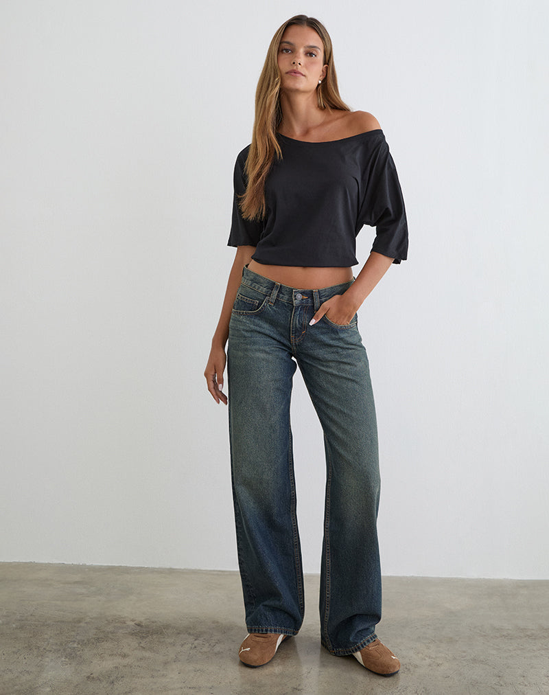 Image of Low Rise Parallel Jeans in Dirty Green