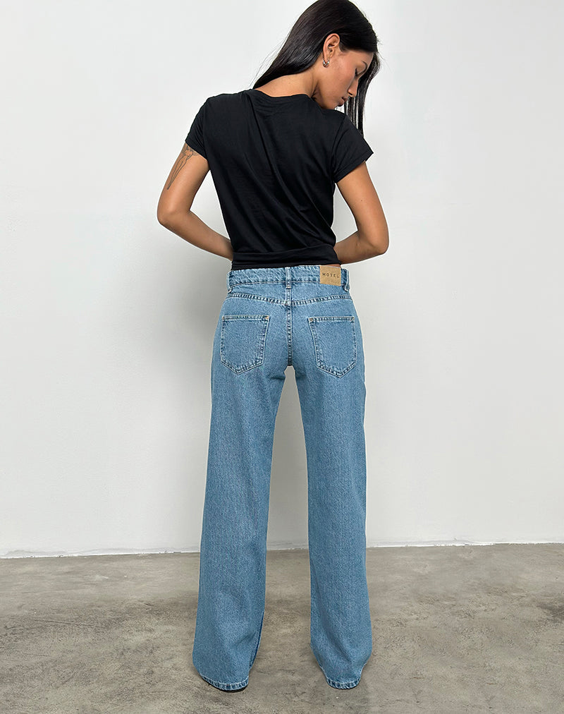 Image of Low Rise Parallel Jeans in Blue Stone