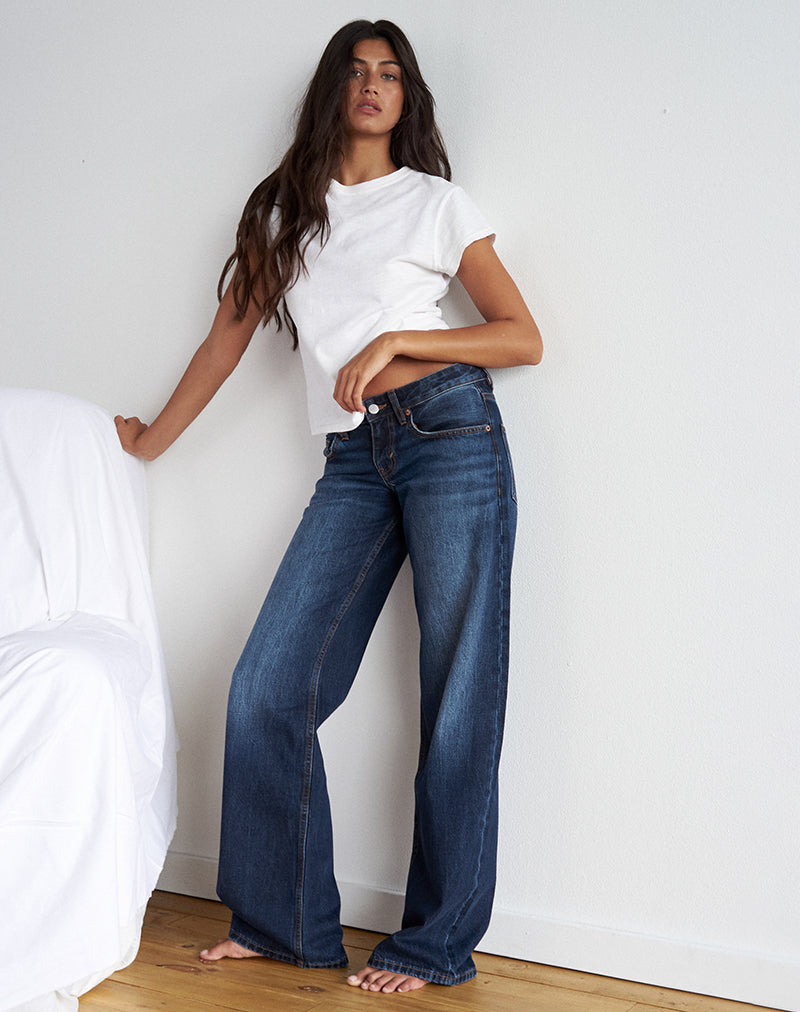 Low Rise Parallel Jeans in Dark Blue