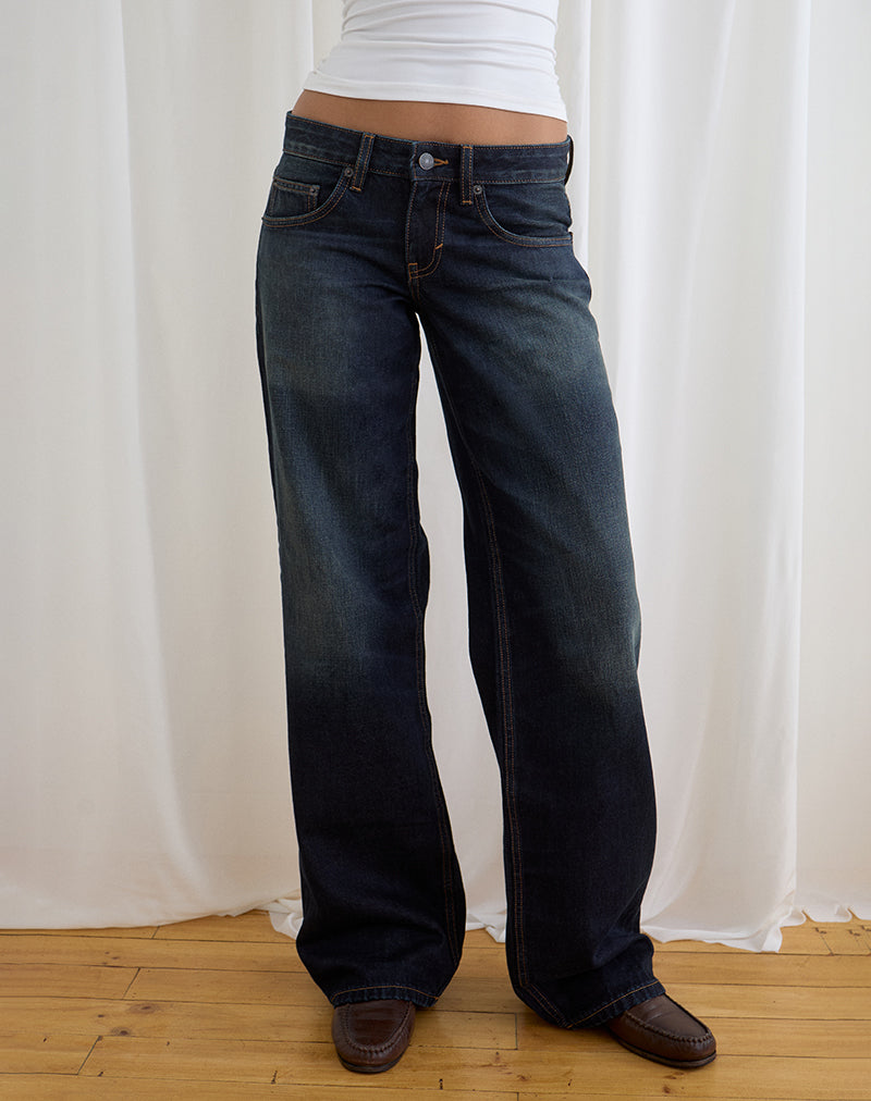 Dark Green Tint Low Rise Straight Leg Jeans | Parallel – motelrocks-com-eur