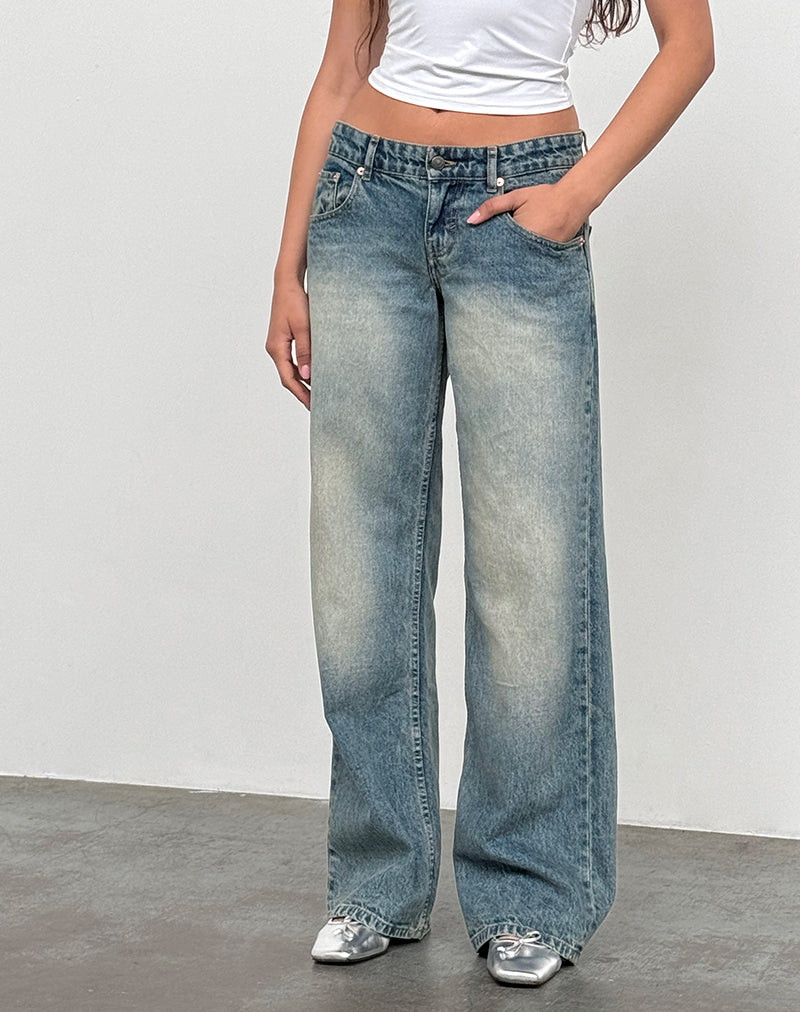 Low Rise Parallel Jeans In Dirty Blue