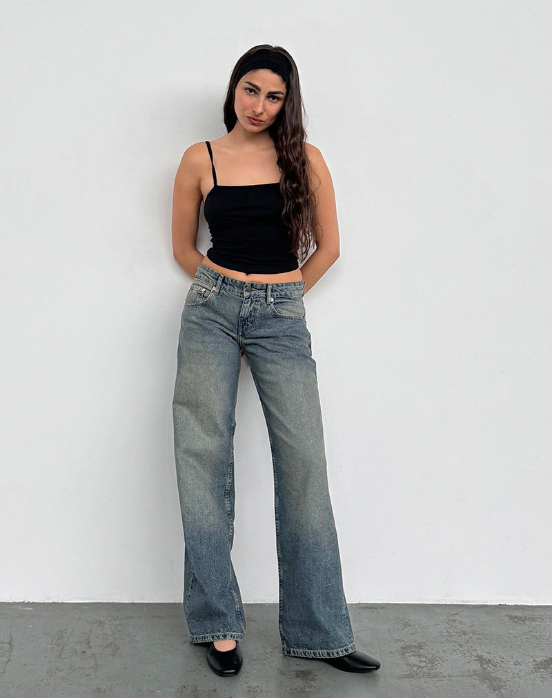 Image of Low Rise Parallel Jeans in Extreme Blue Green