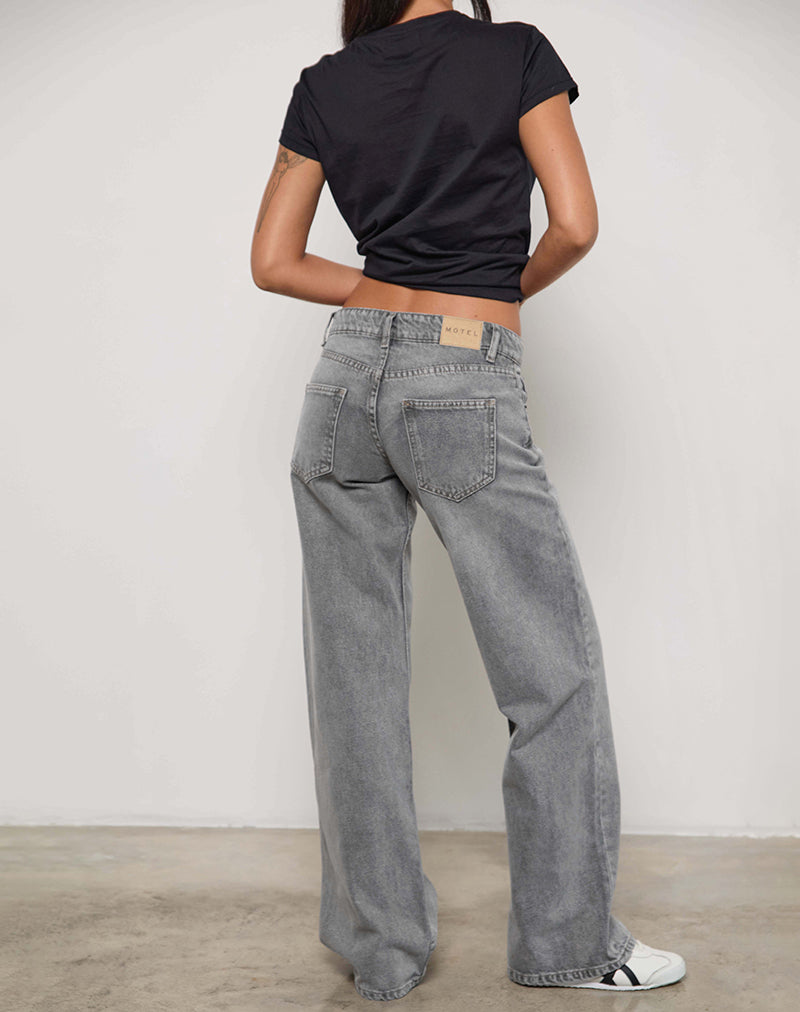 Image of Low Rise Parallel Jeans in Grey Wash