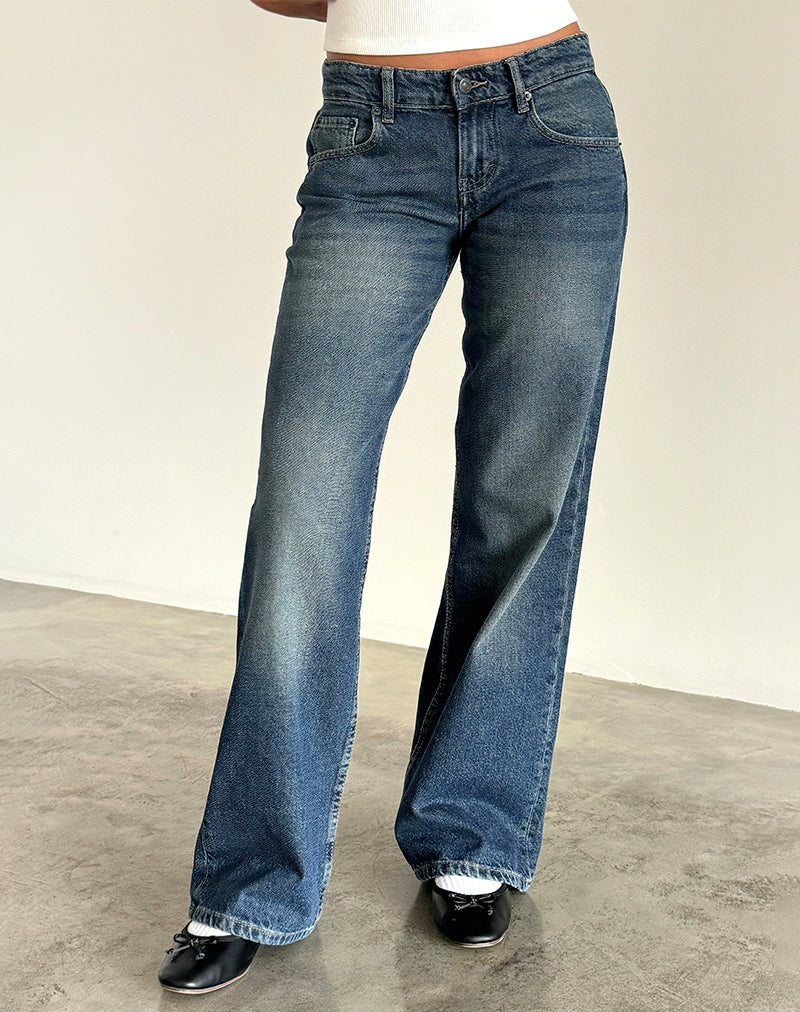 Image of Low Rise Parallel Jeans in Steel Blue