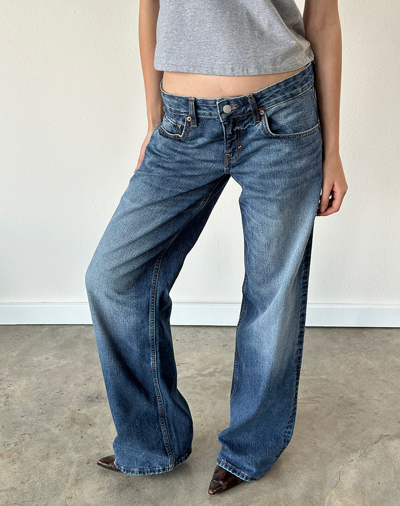 Image of Low Rise Parallel Jeans in Timeworn Blue