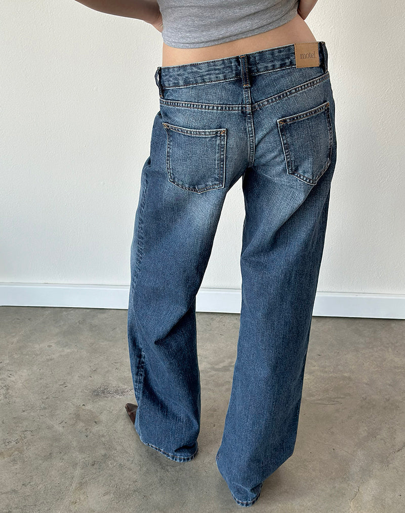 Image of Low Rise Parallel Jeans in Timeworn Blue