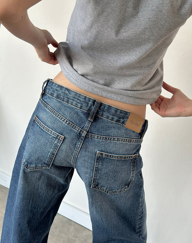 Image of Low Rise Parallel Jeans in Timeworn Blue