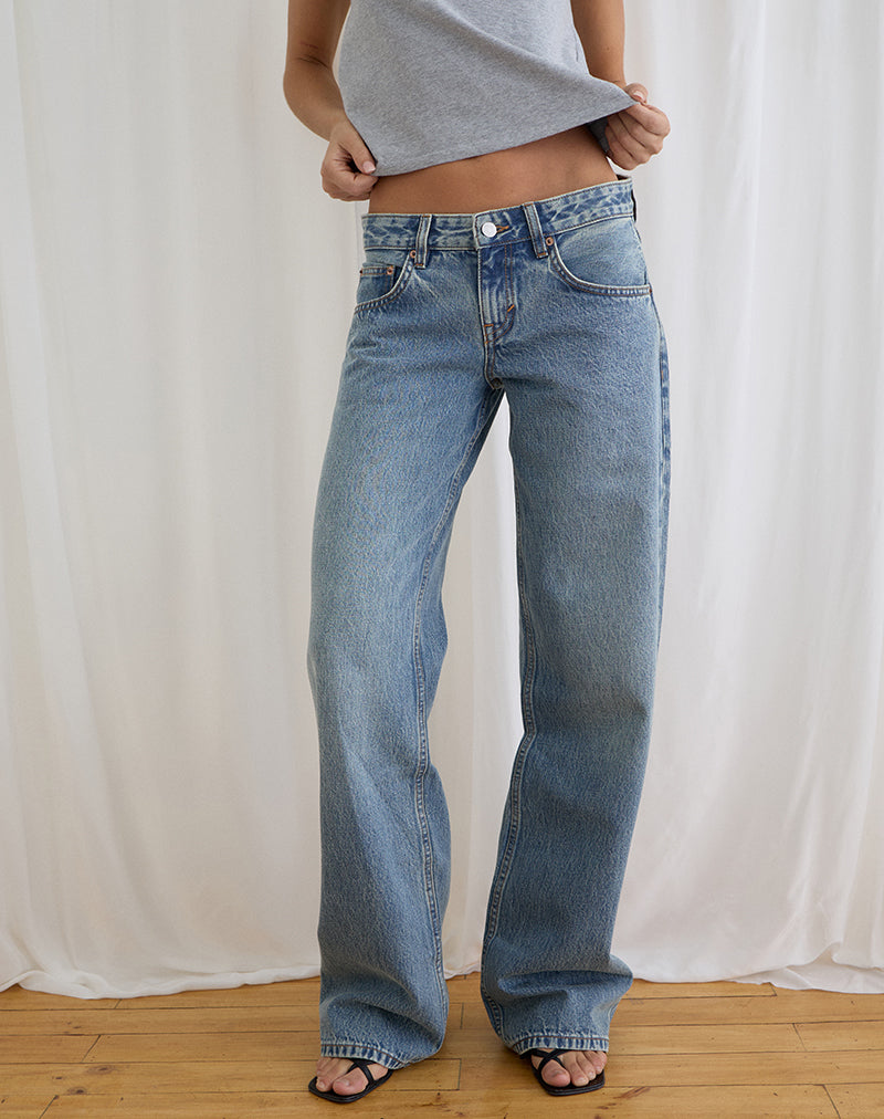 Image of Low Rise Parallel Jeans in True Blue