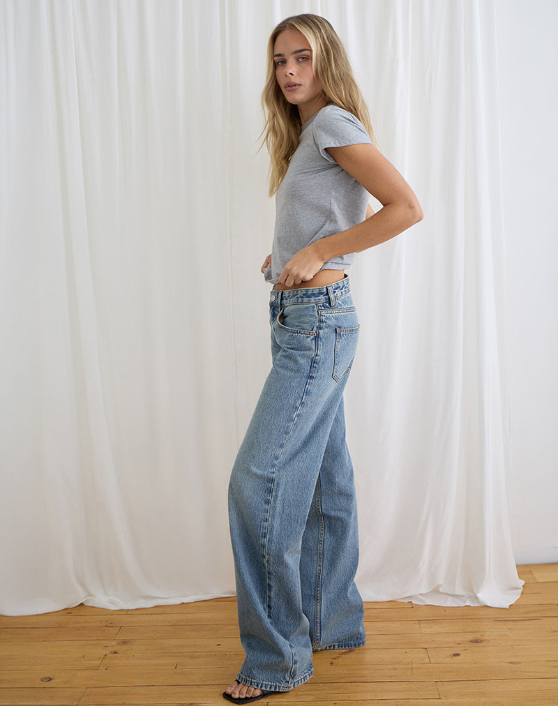 Image of Low Rise Parallel Jeans in True Blue