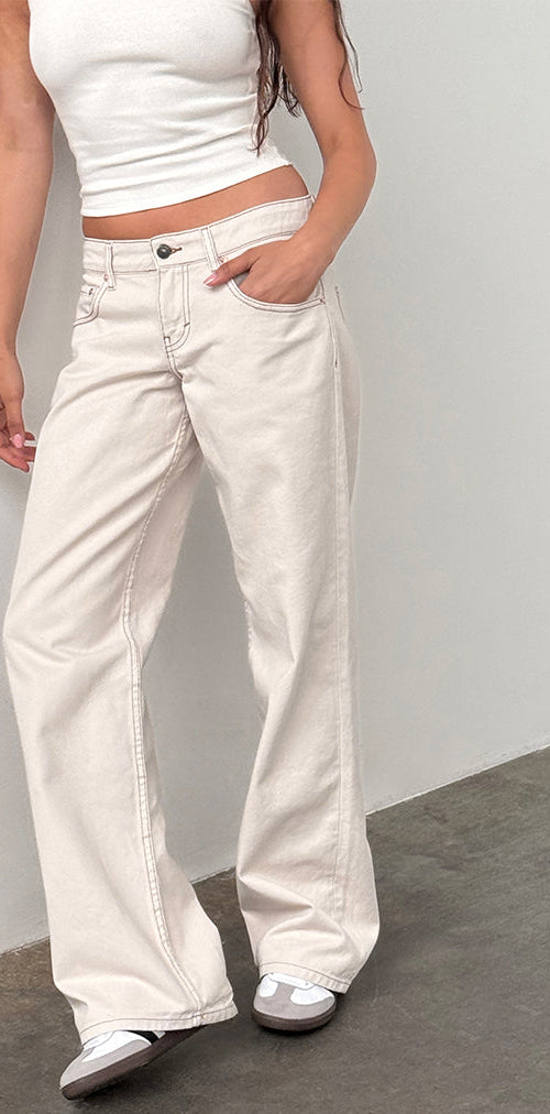 Image of Low Rise Parallel Jeans in Off White