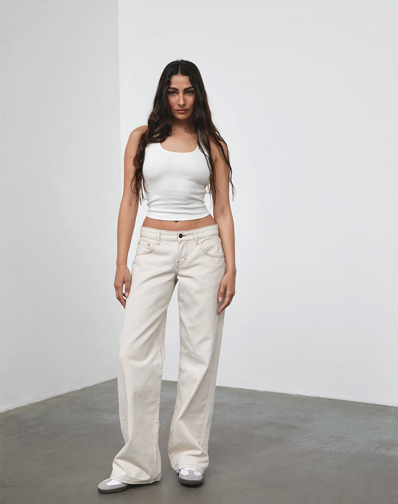Image of Low Rise Parallel Jeans in Off White