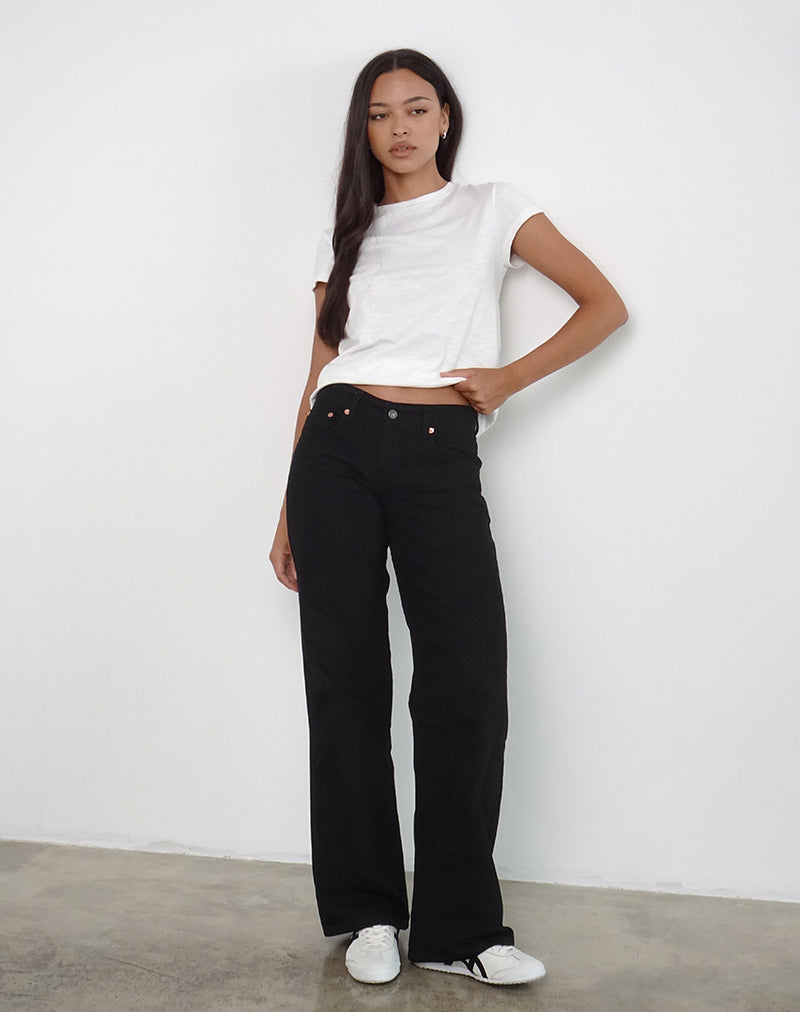 Low Rise Parallel Jeans in Rinse Black