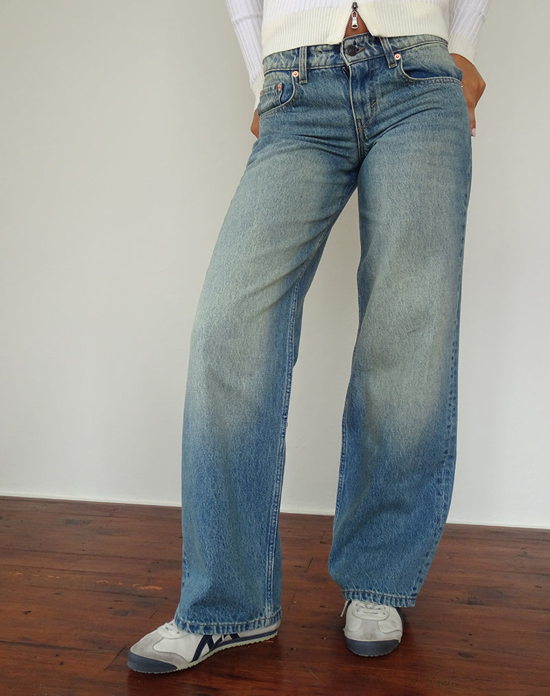 Low Rise Parallel Jean in Sea Green