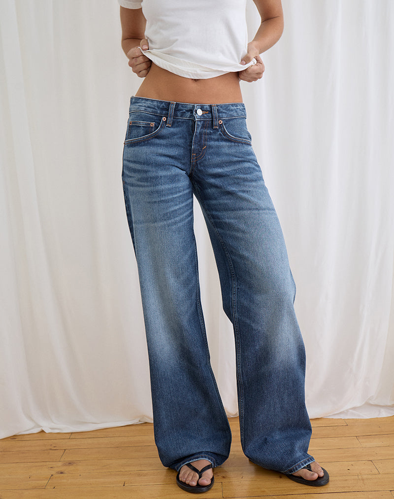 Low Rise Parallel Jeans in Timeworn Blue