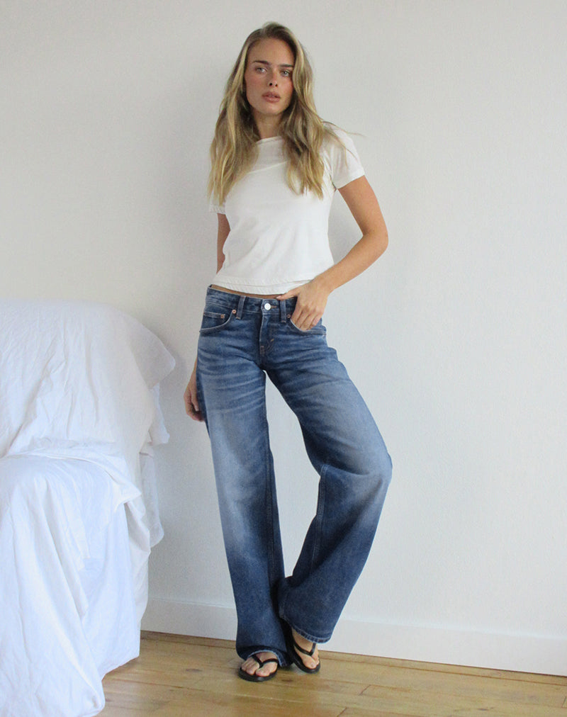 Low Rise Parallel Jeans in Timeworn Blue