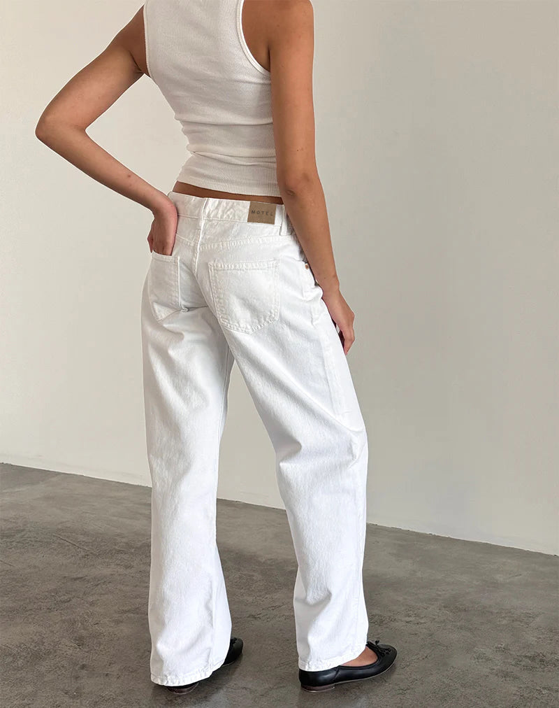 Image of Low Rise Parallel Jeans in True White