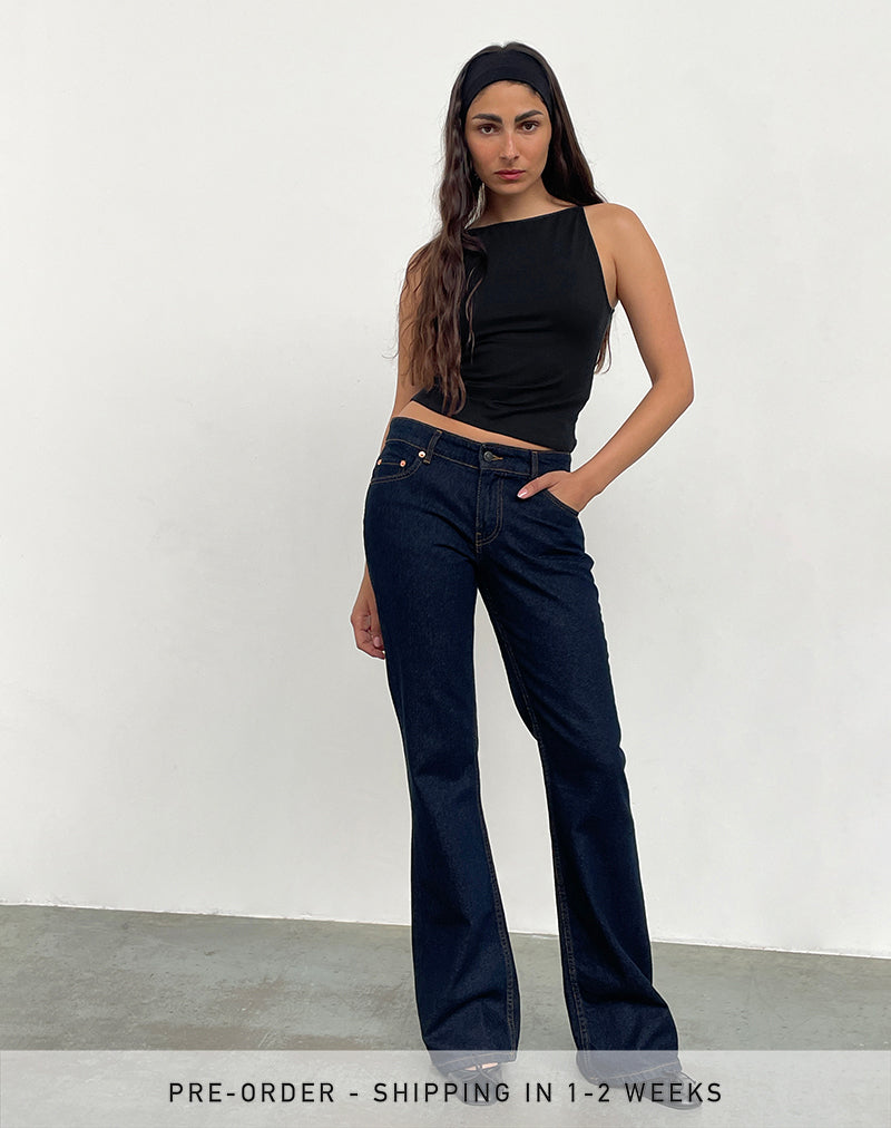 Rigid Low Rise Flare Jeans In Indigo