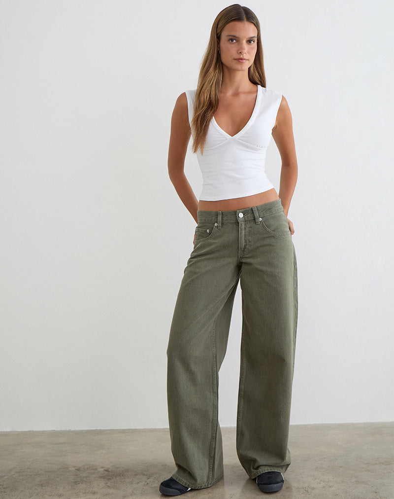 Image of Low Rise Roomy Jeans in Olive