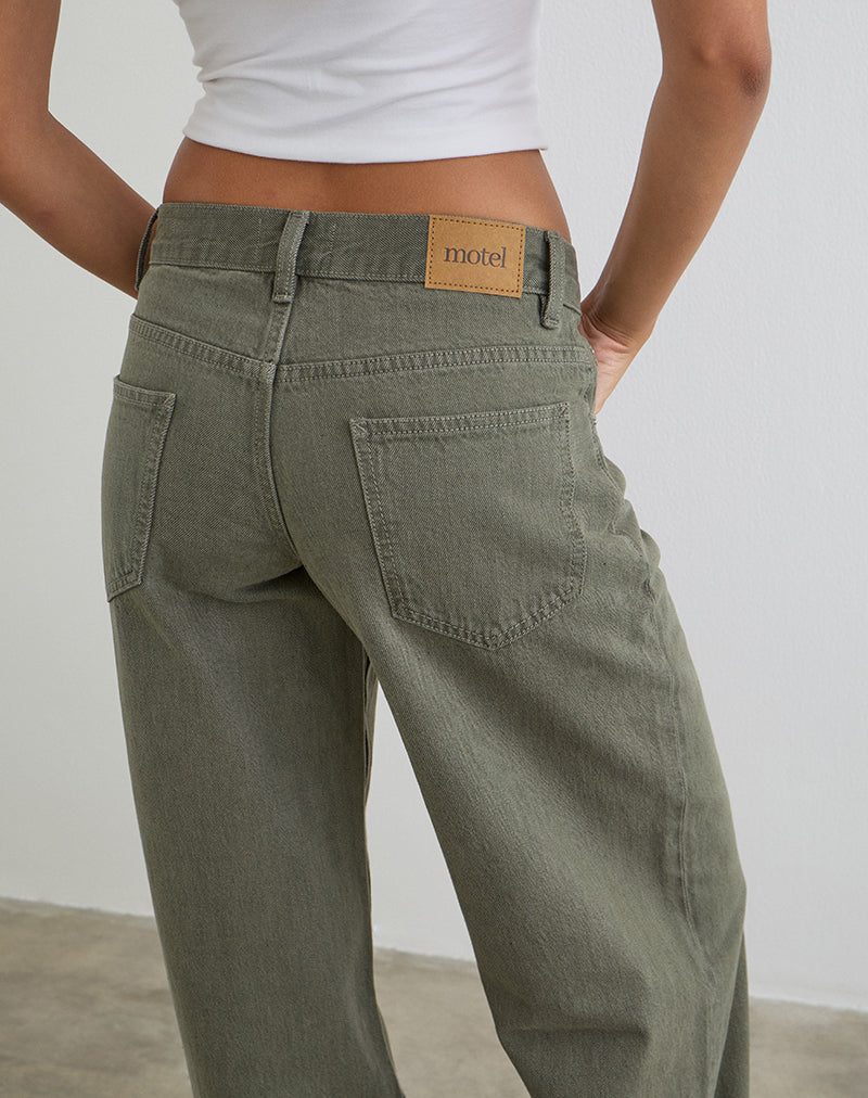 Image of Low Rise Roomy Jeans in Olive