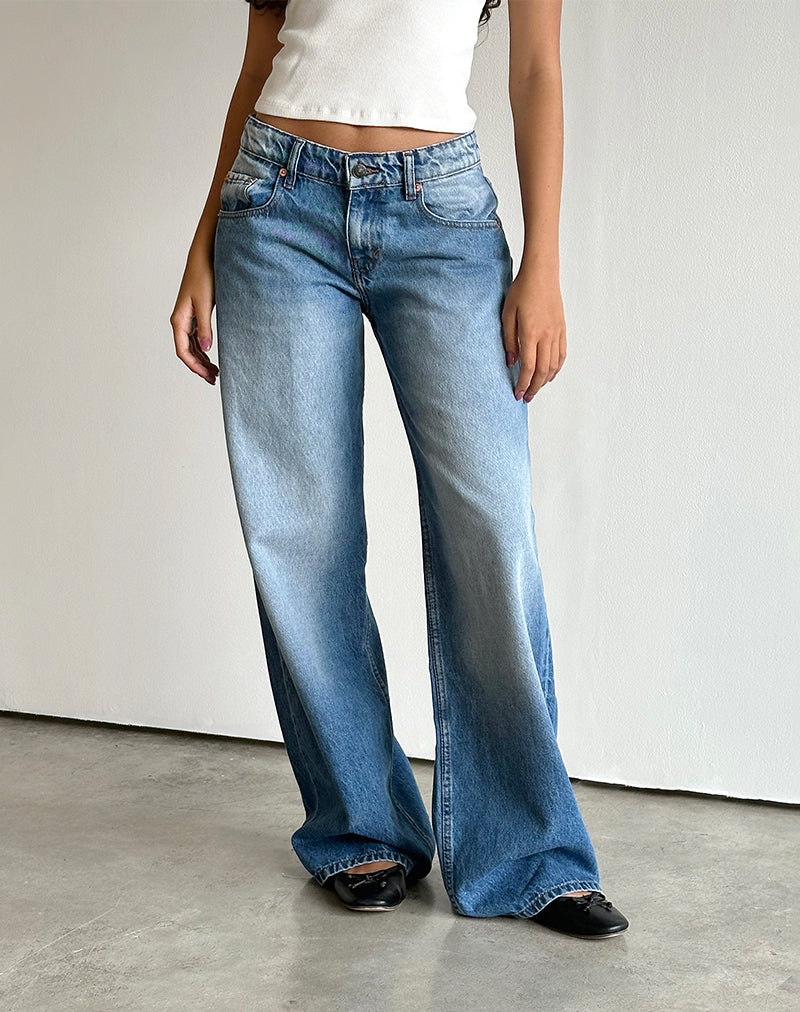 Roomy Extra Wide Low Rise Jeans in Marine Blue Wash