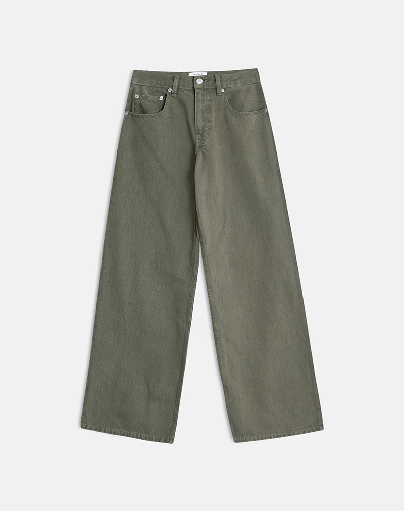 Image of Low Rise Roomy Jeans in Olive