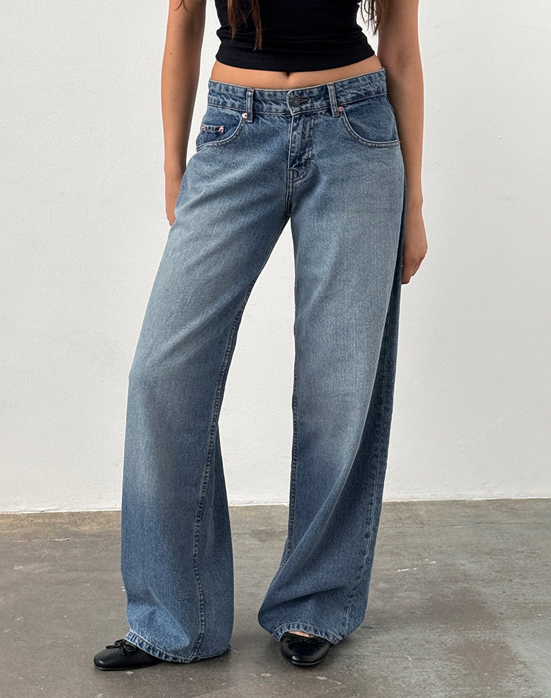 Image of Roomy Extra Wide Low Rise Jeans in Powder Blue