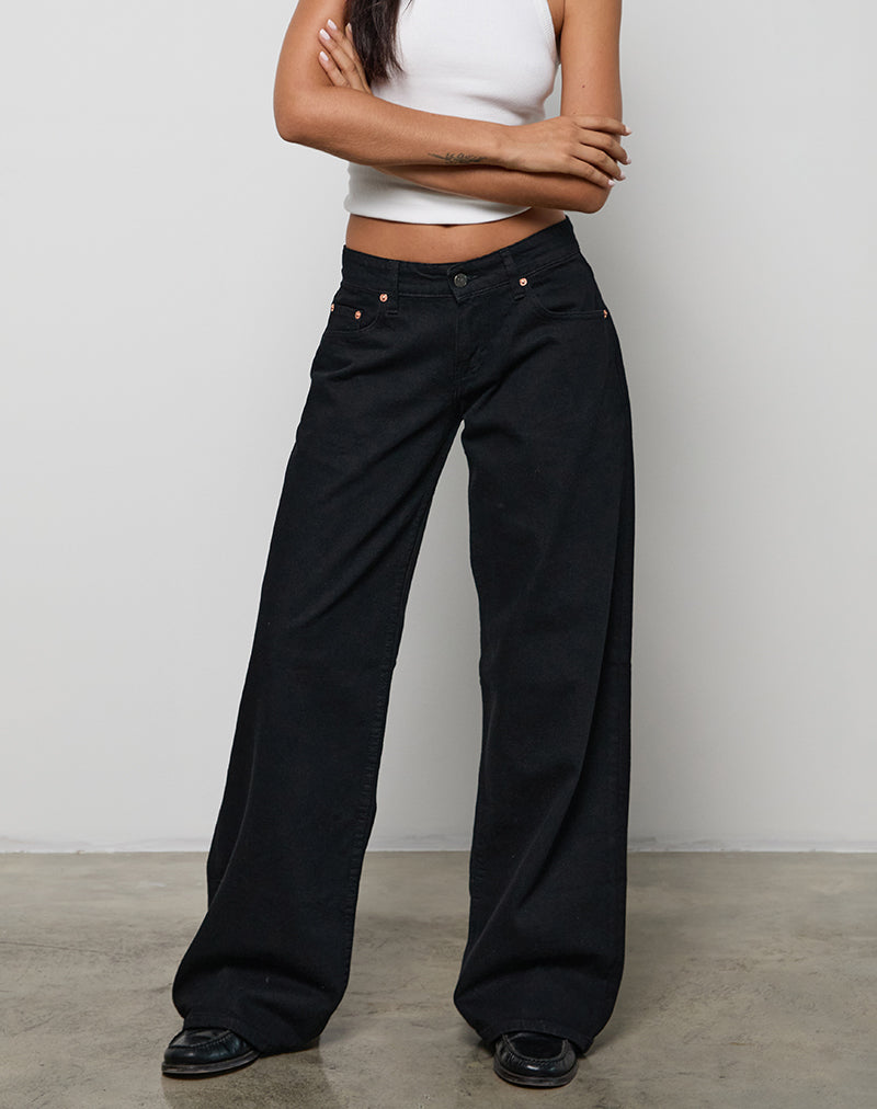 Low Rise Roomy Jeans in Rinse Black