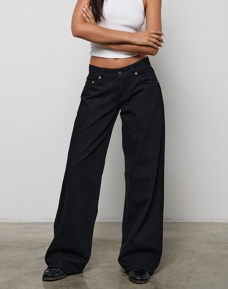 Geräumige Low Rise Jeans in Rinse Schwarz