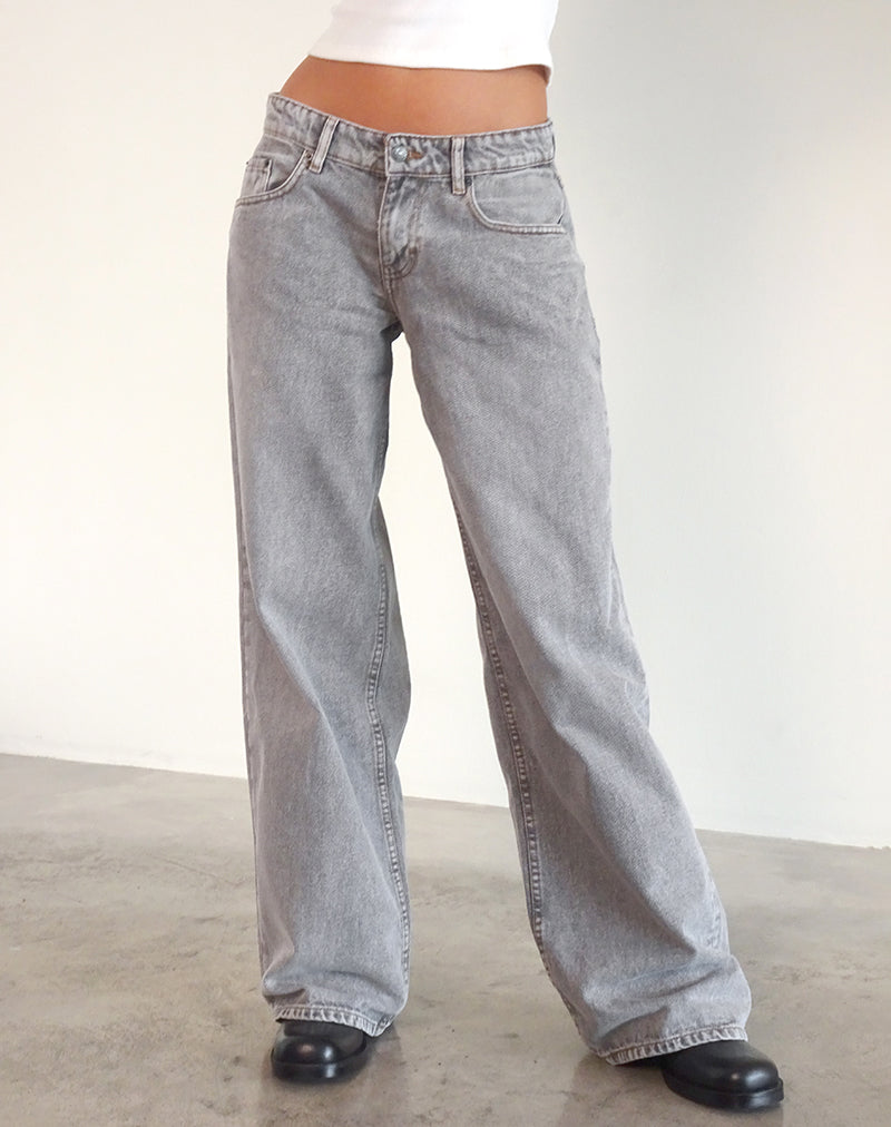 Roomy Extra Wide Low Rise Jeans in Grey Wash