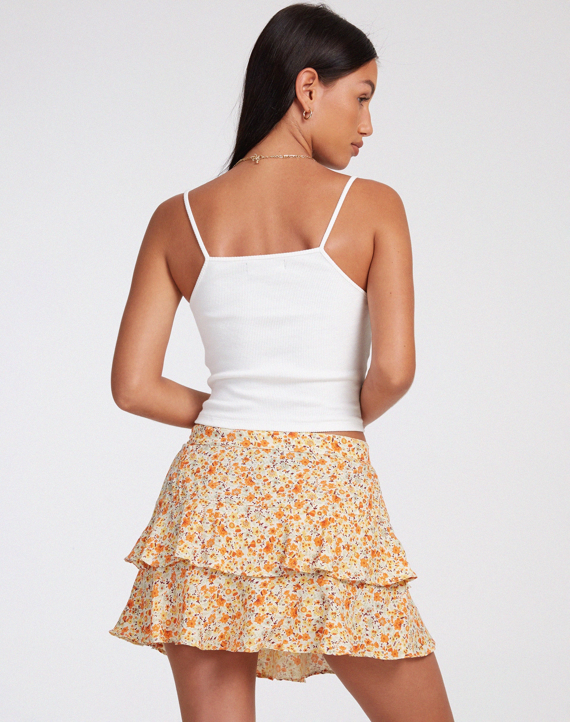 image of Lowisa Mini Skirt in Ditsy Tangerine
