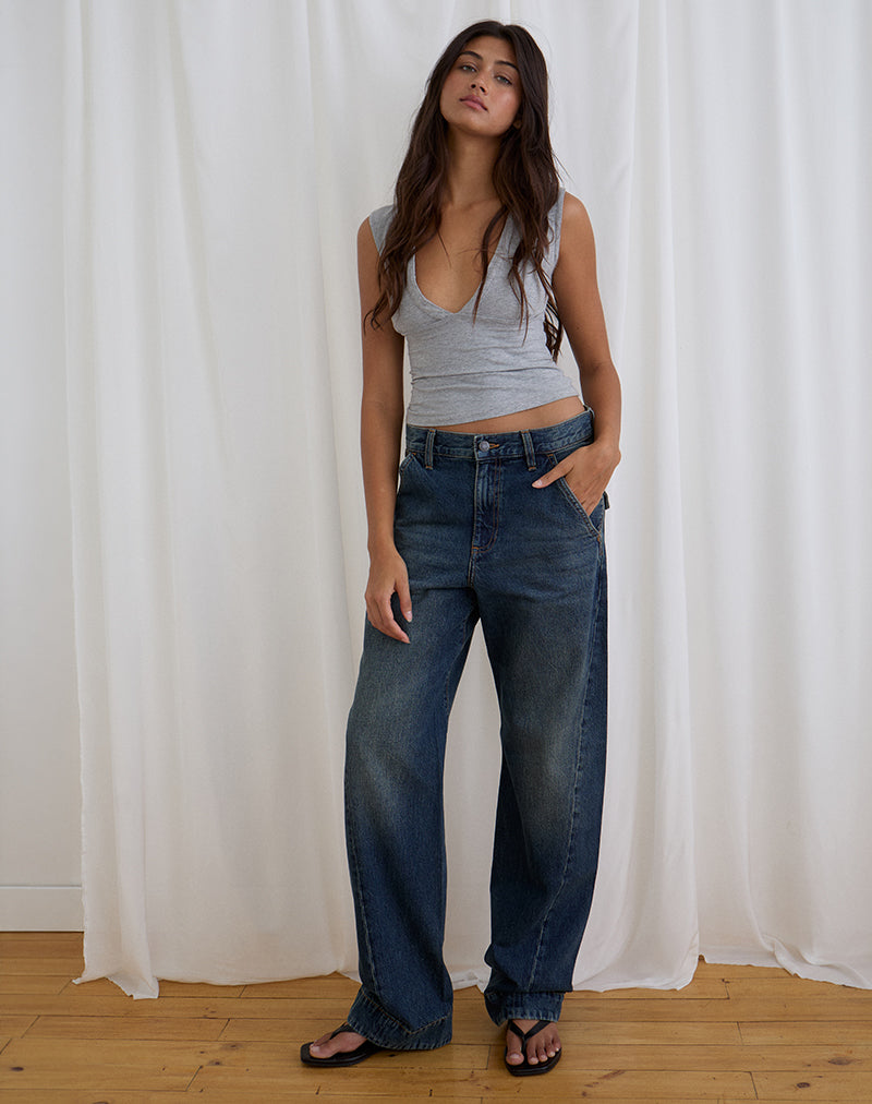 Image of Low Rise Cinch Twisted Seam Jean in Dirty Green